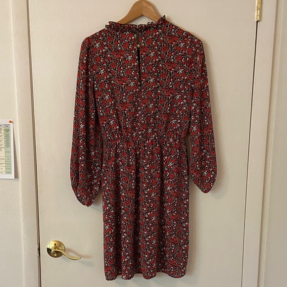 Banana Republic Red Floral Long Sleeve Dress - Picture 3 of 3
